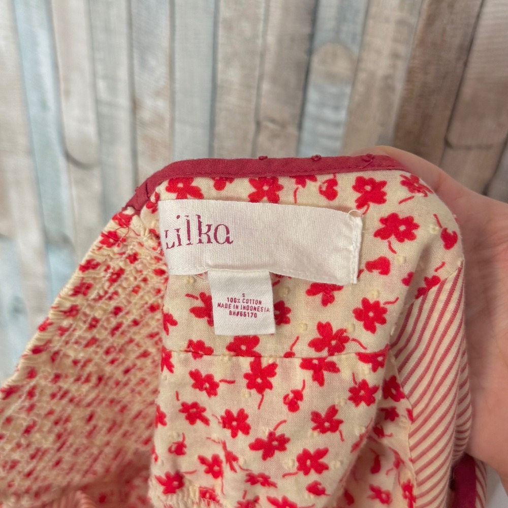 Anthropologie Ditsy Floral Cotton Mini Babydoll Dress Tie Shoulder Coquette  S - Picture 6 of 6